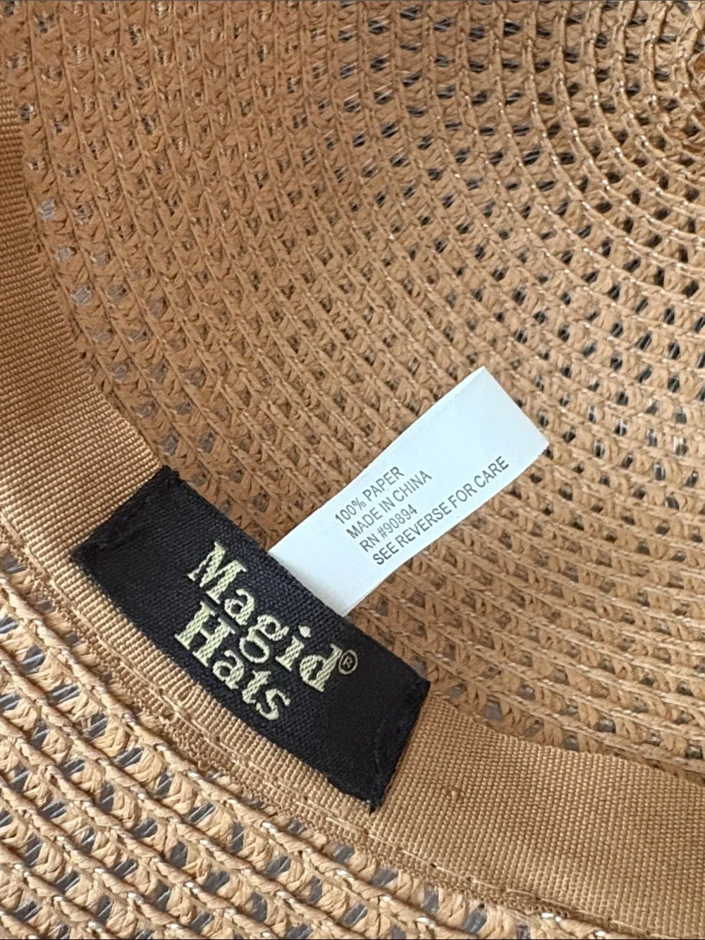 Magid Brown Straw Sun Hat with White Trim